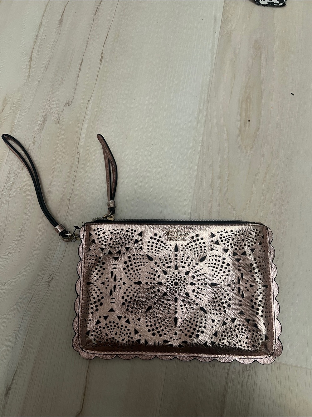 Metallic Rose Gold Wristlet Clutch